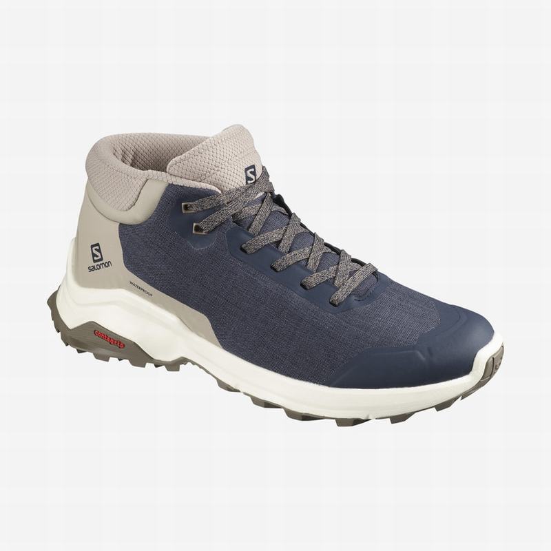 Salomon Singapore Mens Winter Boots - X REVEAL CHUKKA CLIMASALOMON™ WATERPROOF Navy | 79354-MTHO